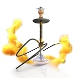 RMAN Shisha Set Aluminium Wasserpfeife 66cm Hookah Komplettset inkl. Tonkopf Kopfadapter mit 18/8 Schliff Kohlezange Edelstahl Tauchrohr - Gold