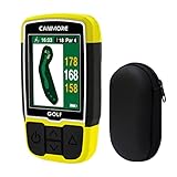 CANMORE HG200 Plus Golf-GPS & Tasche – Gut lesbare, farbige, vorinstallierte Golfplatzkarte mit 41.000 Einträgen weltweit, Grün- und Fairway-Form – Gelb