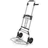 Brandson – Sackkarre klappbar – 150 kg Last – Transportkarre - Vollgummireifen –- inkl. Expanderseil – Aluminium – gummierter Griff – arretierbar auf 115 cm