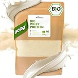 RheinNatur Bio Whey Protein-Pulver 900 g - Geschmacksneutrales Eiweißpulver ohne Zusatzstoffe & ohne Soja - 100% reines Bio Molke-Protein für Proteinshakes