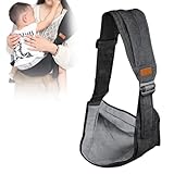 Jomdjmskes Babytrage, Verstellbare Kleinkind Trage Seitlich, Ergonomisch Toddler Carrier, Leichte Babytrage Neugeborene ab Geburt, Multifunktionale Tragegurt Baby, Kleinkinder bis 25KG (Schwarz)