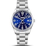 LN LENQIN Herren Uhr Edelstahl Uhren Herren Analog Quarz Armbanduhr 30M wasserdichte Mode Casual Uhr für Männer
