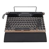 Asixxsix Retro Schreibmaschine Tastatur, 84 Tasten Punk drahtlose 2.4G mechanische Tastatur, Hot Swappable Blauer Schalter, Bluetooth 5.0 RGB Hintergrundbeleuchtung für PC