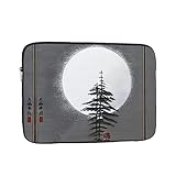 YYHHAOFA Moon Pine Tree Stoßfeste tragbare Laptop-Hülle – schlanke und leichte Laptoptasche für den täglichen Gebrauch, Schwarz , 10 inch