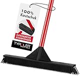 Tyroler Staubfänger Gummibesen mit Stiel | Kehrbesen-Kopf aus 100% Naturkautschuk 41,5 cm | Besen mit Stiel und 140 cm Anti-Rost-Griff | | Besen Innen | Gummibesen Tierhaare