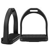 Steigbügel Kinder, 1 Paar Sicherheitssteigbügel Kunststoff, Schwarze Sicherheits Steigbügel für Pferdesport mit Rutschfester Gummiauflage 9,6 x 9cm(klein)