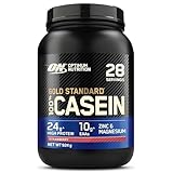 Optimum Nutrition Gold Standard 100% Casein langsam abbauendes Proteinpulver mit Zink, Magnesium & Aminosäuren, fördert Muskelwachstum & Reparatur über Nacht, Strawberry Delight, 28 Portionen, 924 g