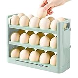 Eieraufbewahrung, 3-lagiger Organizer, großer Kühlschrankbehälter mit Griffen, stapelbares Design für Gefrierschrank, Zuhause, Küche, Arbeitsplatte, Speisekammer, Schrank, Camping, Wohnung, Bauernhaus