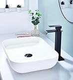 RTXRPKXZE Badezimmerarmatur mit Wasserfallauslauf, Einhebelmischer, Waschtischarmatur, Mattschwarz, mit Pop-Up-Ablaufgarnitur