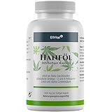 EXVital HANFÖL Kapseln - hochdosiert & kaltgepresst | 365 Kapseln (Jahresvorrat) | 1000mg je Kapsel | Laborgeprüft | pflanzliche Omega 3,6 + 9 - Hanfsamenöl | Made in Germany