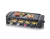 SEVERIN Raclette-Grill, Raclette mit großer antihaftbeschichteter Grillplatte und 8 Raclette Pfännchen, Tischgrill für bis zu 8 Personen, 1.400 W, schwarz, RG 9646