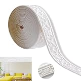 MeYuxg Zierleisten Selbstklebend 10m x 8cm x 4mm, Bordüre Selbstklebend, Tapetenbordüre Selbstklebend Weiß, 3D Wandbordüre Selbstklebend, Tapetenbordüre Zierleisten für Wände, Flure, Treppen