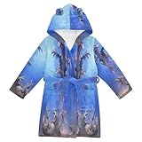 YOUJUNER Kinder-Bademantel mit Kapuze, 3D-Dinosaurier-Dekor, für Mädchen und Jungen, weicher Plüsch, Nachtwäsche, saugfähig, Pyjama, Nachthemd, mehrfarbig, 2-3 Years