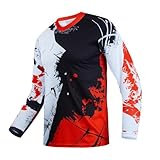 Dirt Bike Trikot für Jugendliche, Kinder Mountainbike Shirt Langarm für Motorrad Motocross BMX Moto MX Offroad Racing, Rot/Ausflug, einfarbig (Getaway Solids), 10 Jahre