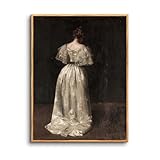 hyidecorart Vintage Leinwand Bilder mit Rahmen Holz, 30x40 cm Wandbilder Wohnzimmer Dame des siebzehnten Jahrhunderts Kunstdruck, Wanddeko Schlafzimmer Gemälde Badezimmer Büro Zimmer Esszimmer Flur
