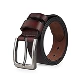 VRLEGEND Ledergürtel Herren 110-175cm Gürtel Leder Jean Business Metall Retro Jeansgürtel Vollrindleder 40mm Breite (130cm, Braun)