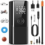 Elektrische Luftpumpe-Akku Luftpumpe Kompressor Akku Pump Electric 150PSI 6000mAh Tragbarer Akku Kompressor mit Digitale LCD-Bildschirm Pressure Gauge Mini Fahrradpumpe Elektrisch für Auto(Black)