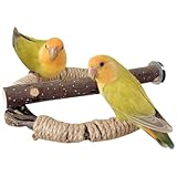Vogelsitz-Set aus Naturholz, mehrstufiger Käfigständer, Anreicherung von Kletterspielzeug mit Seil und Ästen für Papageien, Nymphensittiche und Unzertrennliche für Sittiche und Wellensittiche