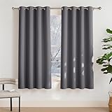 PONY DANCE Verdunklungsvorhänge mit Ösen für Schlafzimmer 2er Set H 175 x B 140 cm Grau, Wohnzimmer Vorhänge Fenster Kurz Blickdicht Thermo Gardinen Kälteschutz