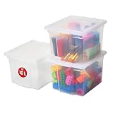 Iris Ohyama Vielseitige Aufbewahrungsboxen, 10L, 3er-Set, Transparent, Leicht schließba Deckel, Stapelbar, Plastik, Für Schrank, Regale, Organisation, Kleidung, Bettlaken, Garage, USB-S