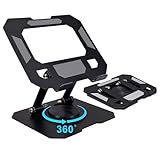 Tablet Halterung Tisch, Faltbarer iPad Ständer aus Aluminium, Tablet Ständer 360° Drehbarer Verstellbare, Tisch Büro Zubehör für Tablets, iPad Pro Air, Tragbare Monitore, Alle Geräte von 4-16 Zoll