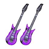 2 Stück Aufblasbare Gitarre,Luftgitarren zum Aufblasen,Luftgitarre,Auf zum Karneval Kinder Aufblasbar,Erwachsene Balloon Dekoration,e Spielzeug, Flammen Musik Musikinstrumente Gitarren (Lila)