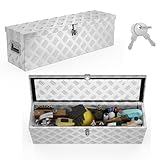 UISEBRT Aluminium Werkzeugbox mit Schloss, Alubox Transportbox 800x220x225 mm, robuste Alu Kiste für Werkzeuge, Anhängerbox, wasserdichte Aufbewahrungsbox mit 2 Schlüsseln (Silber)