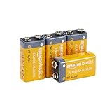 Amazon Basics Alkali-Batterien, 9 V, 9 V/6LR61, 5 Jahre lagerfähig, für Rauch-/CO-Melder, Elektronik und Audio, 4 Stück