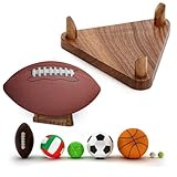 GETBSTOOP Fußball-Ausstellungsständer, Holzballhalter, multifunktionaler Holzballständer, Wandhalterung, Ballaufbewahrung for Fußball, Basketball, Volleyball, Fußball, Rugby
