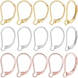Beebeecraft 1 Box 60 Stück Französische LeverbackOhrhaken 24 Karat Gold & Roségold & SterlingSilber Plattiert Edelstahl Hypoallergen Baumelnde Ohrhaken 16.5x10 mm Für Ohrringe DIYSchmuckherstellung