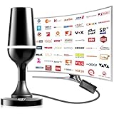 DVBT2 Antenne, zimmerantenne DVB-T & DVB-T2 Antennen mit Verstärker, Großer Reichweite und 360° Empfang, Zimmerantenne für Fernseher mit Starkem Magnetfuß, Geeignet für 4K 1080p & Alle TV-Geräte