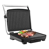 Elektrische Tischgrills Kontaktgrill, Griddle,Antihaftbeschichteten Einstellbare Temperatur 100-250 ℃/ 212-482 ℉,für Steak, Sandwiches, Gegrilltes Fleisch
