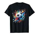 Bunter Fussball Jungen Herren Bunt Kinder Fußball Fußballer T-Shirt
