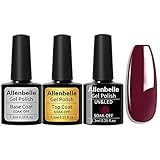 Allenbelle UV Nagellack Soak Off UV Gel Nagellack Nail Art Top Coat Base Coat (7.3ml/pc Lot de 3) 1587 …