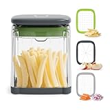Ibergrif M523 Pommesschneider und Gemüseschneider, 3 in 1 Kartoffelschneider, Pommes Frites Schneider 700ml, BPA-Frei, Spülmaschinenfest, Pommes Maschine von Kartoffeln, Karotten, Obst