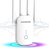 WONLINK WLAN-Repeater, 1200 Mbps, Dualband-WLAN-Signalverstärker, 5G und 2,4 GHz mit Ethernet-Port, 4 Antennen, MU-MIMO, Unterstützung Repeater/Router/Ap Modi für Zuhause und Büro, EU-Stecker, Weiß