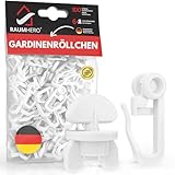 Raumhero® Gardinenröllchen für Schiene (Komplettset 100x Gardinenhaken inkl. 6X Stopper) - 8mm Standardmaß Gardinengleiter - Gardinenhaken für Schienen - 100% Made in Germany