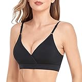 Vinfact BH Damen Ohne Bügel,V-Ausschnitt Bustier Damen Rückenfrei BH Minimizer Push up Bra Women Sport Schlaf Yoga BH für Frauen, Mädchen-M Schwarz