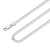 Suplight Panzerkette Herren 925 Silber Cuban Link Chain 3mm Breit Hip Hop Halskette 51cm lang Kubanische Gliederkette Jungs Männer Unisex Kette cooler Modeschmuck