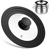 WGIDSKKI Pfannendeckel Universal, Universaldeckel Ø 16, 18 und 20 Glasdeckel für Töpfe, Multifunktionaler Pfannendeckel, Pfanne Deckel mit Silikonrand, Topfdeckel für vielseitiges Kochen (16-18-20)
