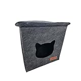 Katzenbox, Katzenhöhle mit Kissen, passend für IKEA Kallax- und Expedit-Regale, aus Filz, 33 x 33 x 37 cm (Anthrazit, 33 x 33 x 37 cm)