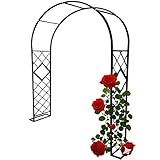 Rosenbogen Rankhilfe Gartenbogen, Stabil Metall Rankbogen 140/180/200/220/240/300cm Rankgitter Torbogen für Jede Art von Rankpflanzen(Black,2.6mx2.4m)