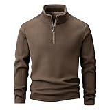 HTNEDNST Thermo Pullover Herren - Warm Skipullover Arbeitspullover Stehkragen Fleece Fleecepullover Rollkragenpullover Half Zip Dicke Skirolli Sweatshirt Sport Outdoor Jumpers Winter Langarm Sweater
