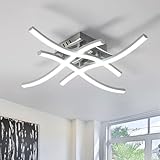 Goeco Deckenlampe LED Deckenleuchte Modern 24W Flurlampe Decke mit 4 LED-Boards Kaltweißes Licht 6500K LED Lampen Deckenbeleuchtung für Schlafzimmer Wohnzimmer Küche, Silber 46 cm * 46 cm