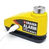 KRASER KR7Y Motorrad Bremsscheibenschloss mit Alarm 110 dB, Wiederaufladbar, USB-Kabel Typ C zum Aufladen des Akkus, Erinnerungskabel, Universal ø7 mm Diebstahlsicherung für Motorrad mit Alarm