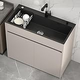 Freistehende Spültisch1 Becken, Gewerbliche Küchenspüle, Spülenschrank mit Ausziehbarem Wasserhahn und Zubehör, Outdoor Spüle Küchenunterschrank, für Garten Garage Restaurant Küche 80 * 45cm