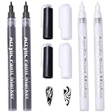 4Pcs 3D Nagelweißstift French Nails Stift Nagellack Stift Nagelweiss Stift French Manicure Stift Manicure Pen Graffiti Stifte Pinsel Nageldesign für Frauen Nageldesign für Halloween(Weiß+Schwarz)