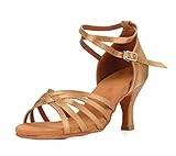 VASHCAME - Damen Hoher Absatz Tanzschuhe Standard/Latein Beige Absatzhöhe 7cm 40