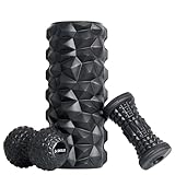 Faszienrolle, Faszienrollen Set mit Faszienrolle mit 3D-Textur-Massage/Faszienrolle klein/Faszienball, EVA Foam Roller für Yoga, Pilates, Tiefe Muskelmassage (Schwarz)2024
