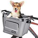 COFIT Fahrradkorb Vorne Abnehmbar Hundekorb Fahrrad Faltbarer für Haustier Einkaufen Pendler Camping und Outdoor Aufbewahrungstasche Grau mit Seitentaschen